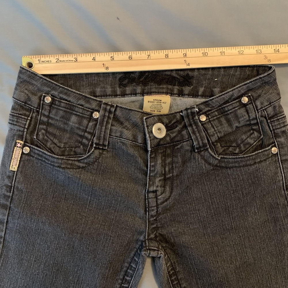 Bubblegum Low Rise Slim Straight Jeans Woman 7/8 Gray Stretch Denim Flap Pockets - Picture 3 of 10